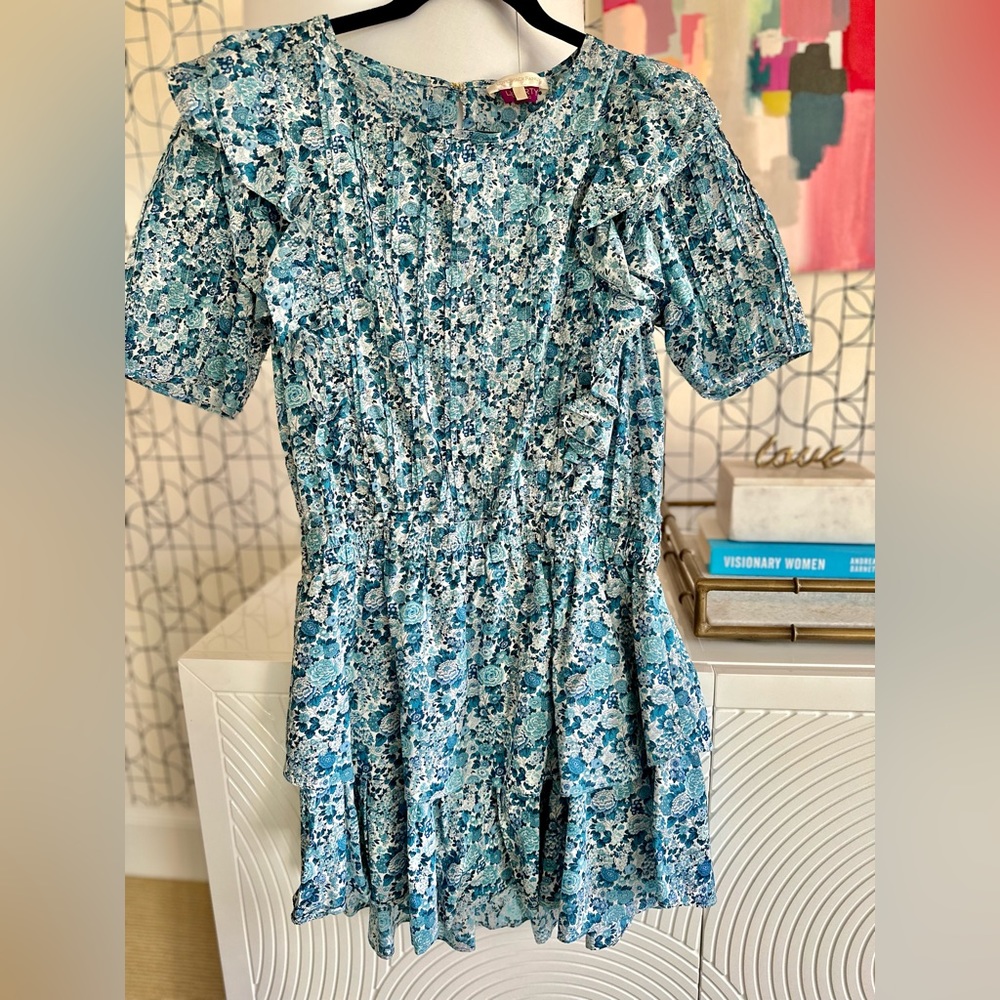 Love Shack Fancy gorgeous blue mini dress.